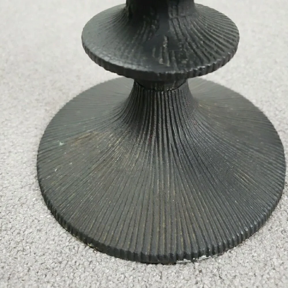 Brutalist Black Pillar Candle Holder Textured 10